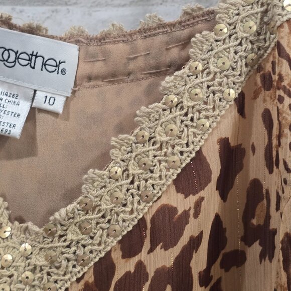 Together Size 10 Women Cheetah‎ Maxi Spaghetti Strap Tank Dress NWT - Picture 5 of 8